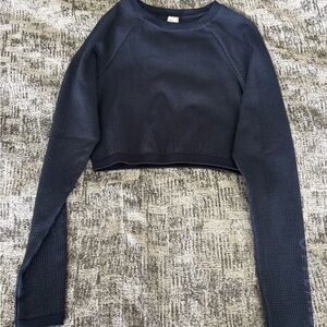 Offline by Aerie Dark Blue Cropped Long Sleeve Top Size XS